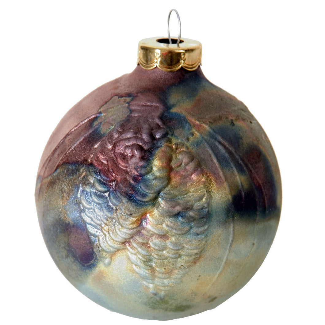  J. Davis Studio Raku Ornaments | Round Pine Cone Raku Pottery Ornament