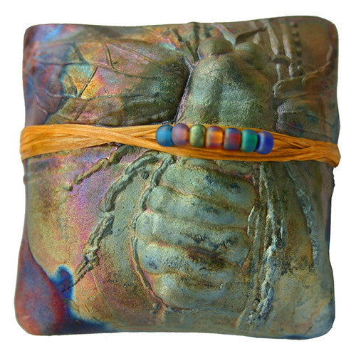 Honeybee Raku Square innerSpirit Rattle – J. Davis Studio