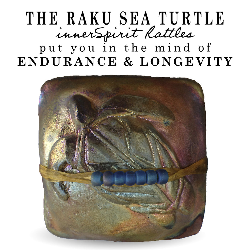 Sea Turtle Raku Square innerSpirit Rattle