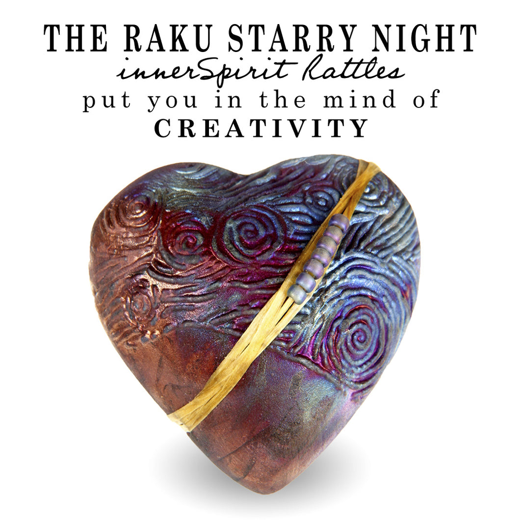 Starry Night Raku Heart innerSpirit Rattle