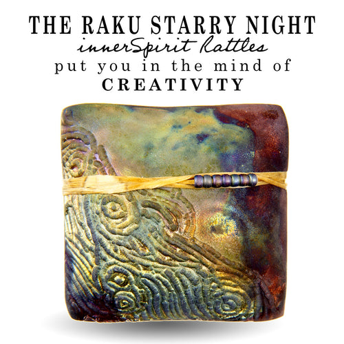 Starry Night Raku Square innerSpirit Rattle